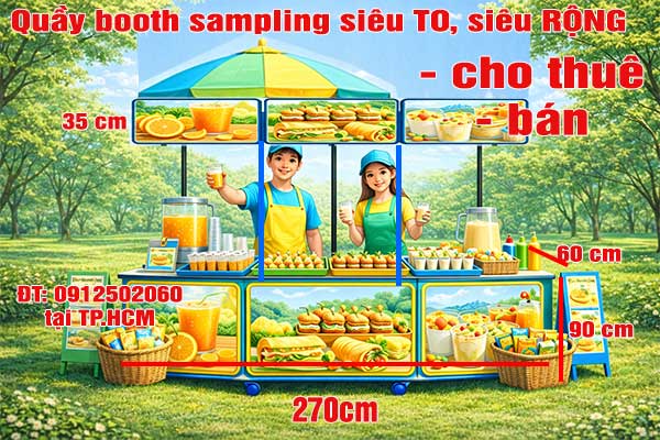Xe booth take away mặt bàn lớn cho thuê